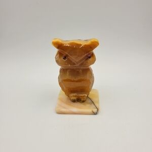 Vintage Onyx Carved Owl Figurine